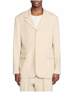 Оверсайз шерстяной пиджак, коричневый/бежевый Sandro