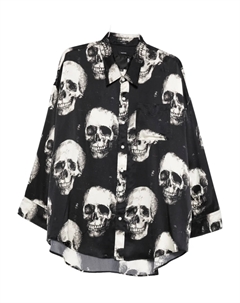 Шелковая рубашка с принтом черепа, черный R13