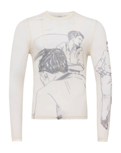 Футболка Sketch-mesh с длинными рукавами, нейтральный Jw anderson