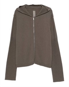 Кардиган с капюшоном и ребристыми манжетами от, серый Rick owens