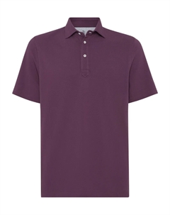 Рубашка-поло из хлопка, фиолетовый Brunello cucinelli