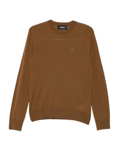 Шерстяной топ с вышитым логотипом D2, коричневый Dsquared2