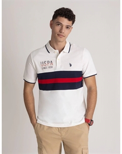 Футболка-поло U.S. Polo Assn Colorblock Embossed Pique, белый U.s. polo assn.