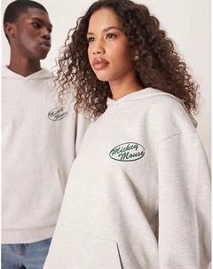 Толстовка унисекс оверсайз от Disney с принтом Микки Мауса и его друзей серого меланжевого цвета Asos design