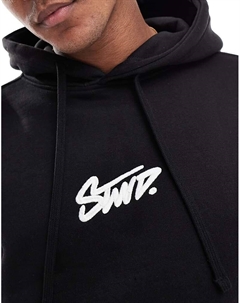 – STWD – Черная толстовка с капюшоном Pull & bear