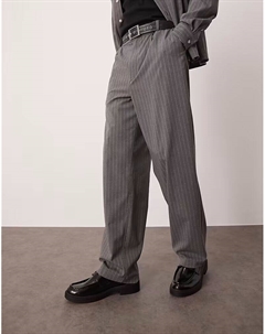 Широкие элегантные брюки серого цвета в тонкую полоску Asos design