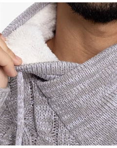Мужской вязаный свитер с шалью, серый X-ray