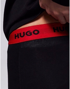Черные кальсоны HUGO Bodywear с контрастным поясом Hugo red