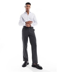 DESIGN – бело-синяя приталенная рубашка с полосатым итальянским воротником Asos