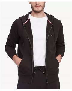 Мужская худи с длинным рукавом на молнии и логотипом-флагом, черный Tommy hilfiger