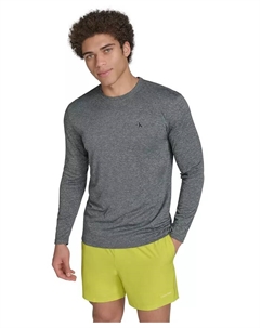 Мужской рашгард для плавания с длинным рукавом и монограммой, серый Calvin klein