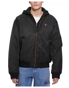 Мужская куртка-бомбер John с отстегивающейся капюшонной вставкой, черный Guess