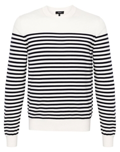 Джемпер из смесовой шерсти в полоску, белый Theory
