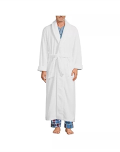Мужской длинный халат из турецкого махрового полотна, белый Lands' end