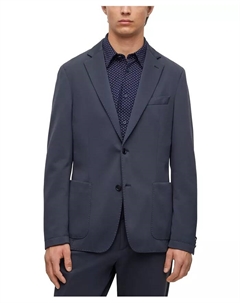 Мужской микроузорчатый облегающий блейзер для активного образа жизни, синий Hugo boss