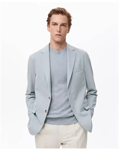 Мужской приталенный хлопковый блейзер Verner, синий Mango