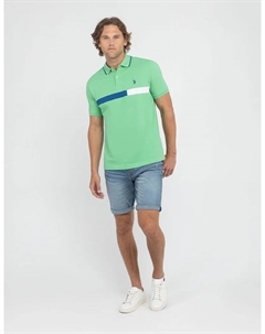 Футболка-поло U.S. Polo Assn Color Block Chest Stripe Pique, зеленый U.s. polo assn.