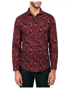 Мужская классическая рубашка с принтом пейсли и пуговицами, красный Society of threads
