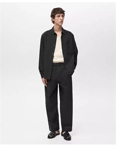 Мужская классическая рубашка с эффектом складок, черный Mango