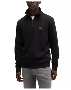 Мужской свитшот с логотипом и молнией до подбородка, черный Hugo boss