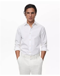 Мужская хлопковая рубашка Slim Fit, белый Mango