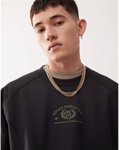 Толстовка свободного кроя coord с фантастическим принтом в виде футбола и контрастными швами черного цвета Weekday