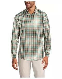 Рубашка Big & Tall Traditional Fit No Iron Twill, зеленый Lands' end