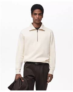 Мужской хлопковый свитшот на молнии классического кроя, коричневый/бежевый Mango