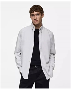 Мужская классическая рубашка Oxford, серый Mango