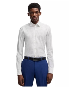 Мужская классическая рубашка из стрейч-хлопка Regular-fit, синий Hugo boss