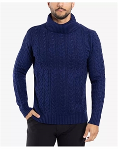Мужской свитер с воротником-стойкой и узором "косичка", синий X-ray
