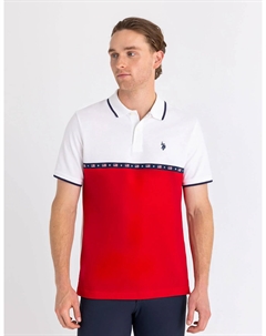 Футболка-поло U.S. Polo Assn Flag Tape Color Block Pique, белый/красный U.s. polo assn.