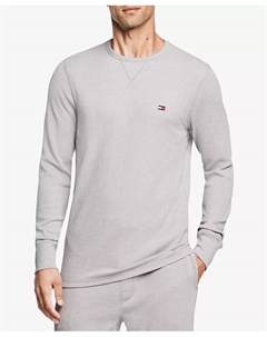 Мужская термофутболка с длинным рукавом и вафельной вязкой Crewneck, серый Tommy hilfiger