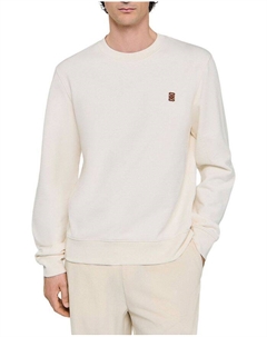 Свитшот с логотипом-аппликацией и круглым вырезом, слоновая кость/кремовый Sandro