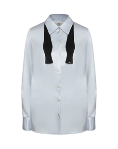 Рубашка шелковая с галстуком-бабочкой, голубая Elisabetta franchi