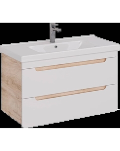 Тумба с раковиной Olivia 100 светлое дерево, дуб кантри, белый глянцевый Lemark