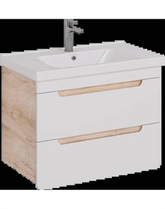 Тумба с раковиной Olivia 80 светлое дерево, дуб кантри, белый глянцевый Lemark