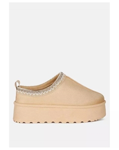 Struter Вышитые Классические Слипоны на Платформе с Мехом, коричневый/бежевый London rag