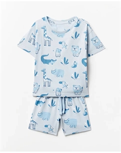 Пижама из хлопка с принтом, светло-голубой Сфера