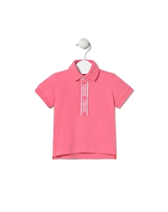 Поло из пике-хлопка с логотипом на планке, розовый Tous