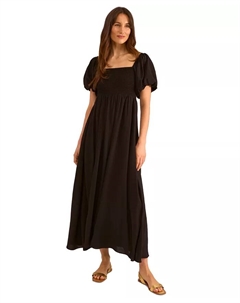 Женское платье с завышенной талией, сборками, пышными рукавами, черный Vince camuto