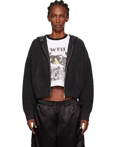 Кашемировый худи с молнией и прорезями, цвет charcoal We11done