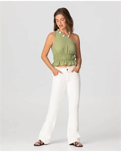 Женские джинсы с высокой посадкой и рваным низом, белый Noon