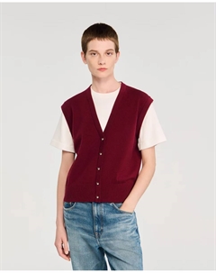 Женский джемпер двухцветный из шерсти и кашемира, красный Sandro