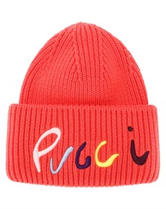 Emilio pucci шапка бини в рубчик с вышитым логотипом m оранжевый Emilio pucci