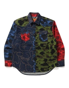 Рубашка x Levis Crossover SS21 Camouflage Long Sleeves Shirt 'Multicolor' 1H23-131-904 A bathing ape®