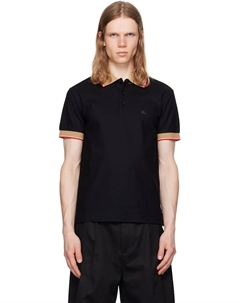 Хлопковая поло с логотипом на воротнике, черный Burberry