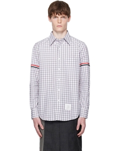 Рубашка с манжетой в клетку из поплина, серый Thom browne