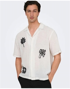 Мужская рубашка с коротким рукавом, классический крой, белый Only & sons