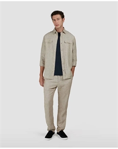 Брюки мужские китайские без складок лен, бежевый Paul & shark